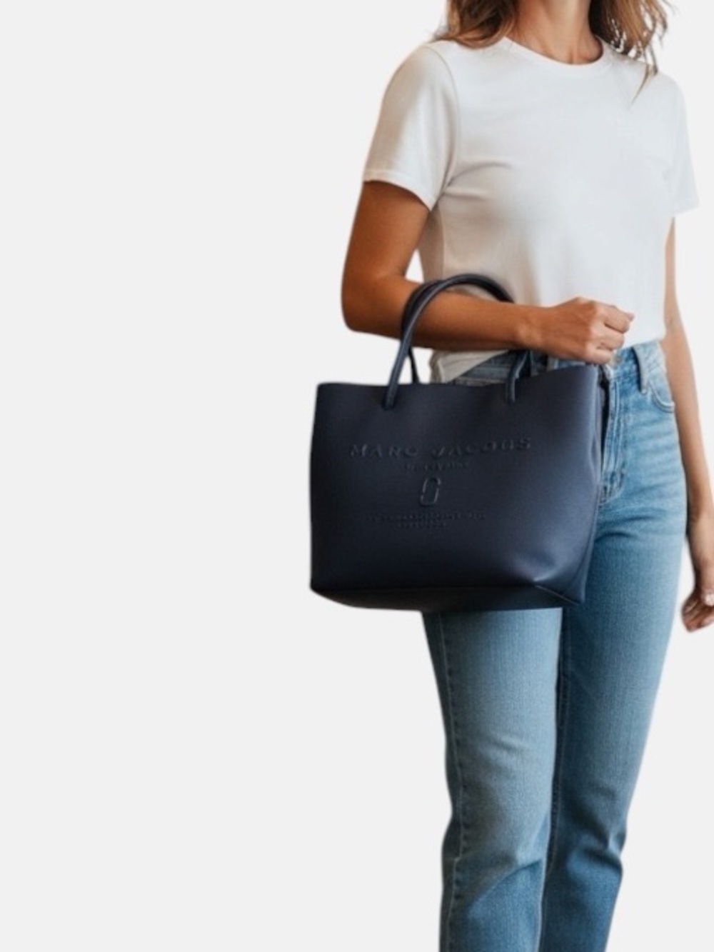 Marc Jacobs East West Navy Embossed Logo Tote Bag
